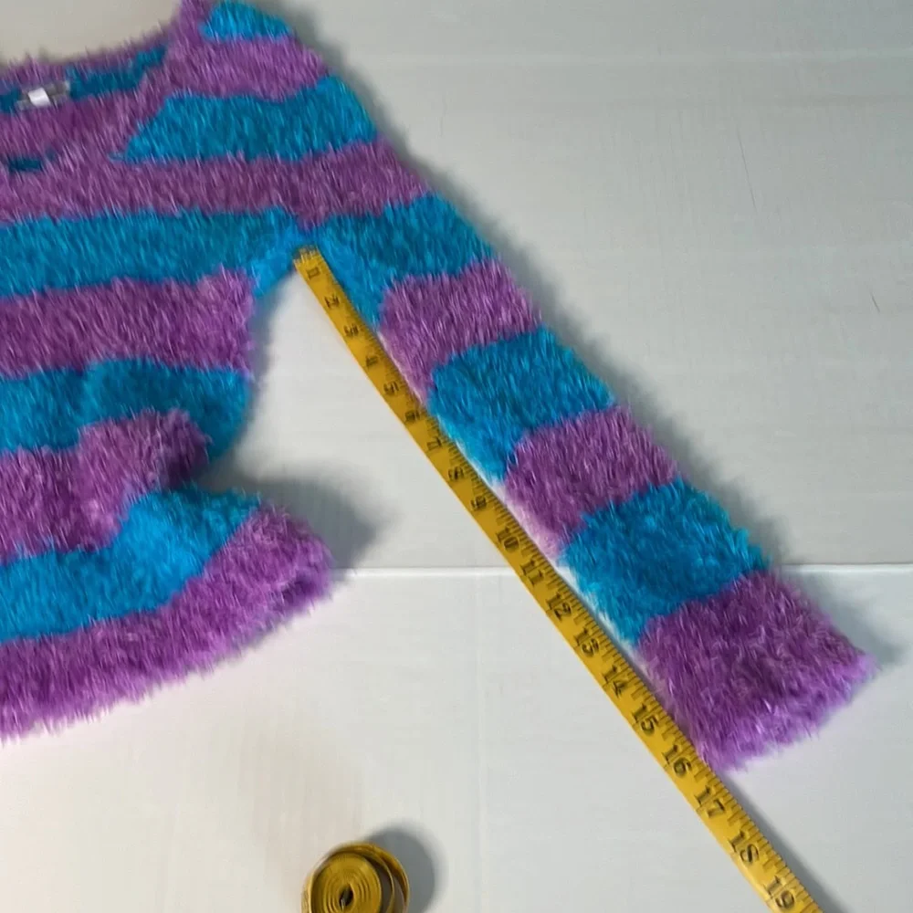 Justice fuzzy striped sweater  youth size 14